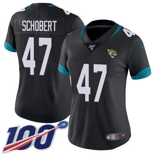 Nike Jacksonville Jaguars 47 Joe Schobert Black Team Color Women Stitched NFL 100th Season Vapor Untouchable Limited Jersey